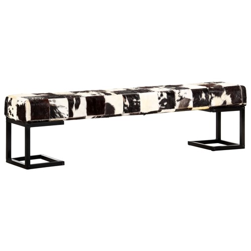 Bench 160 cm Black Patchwork Genuine Goat Leather