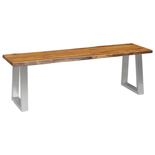 Bench 140 cm Solid Acacia Wood and Stainless Steel