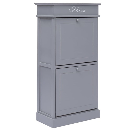 Shoe Cabinet Grey 50x28x98 cm Paulownia Wood