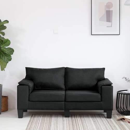 2-Seater Sofa Black Fabric