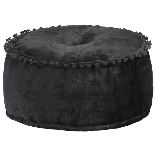 Round Pouffe Velvet 40x20 cm Anthracite