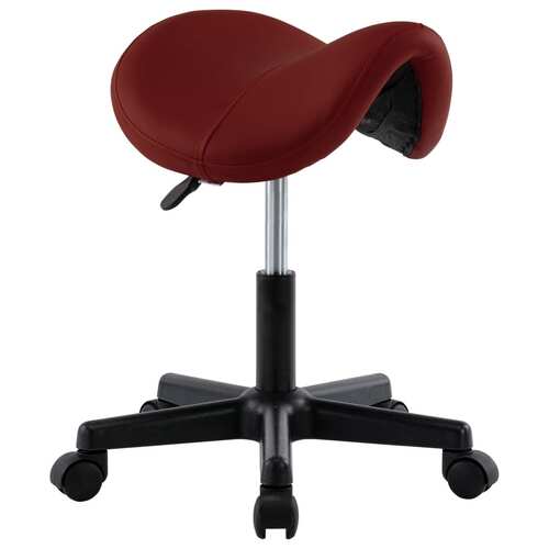 Work Stool Wine Red Faux Leather