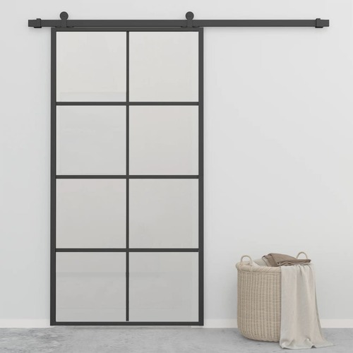 Sliding Door Aluminium and ESG Glass 102.5x205 cm Black