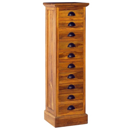10-Drawer Cabinet 35x30x120 cm Solid Teak Wood