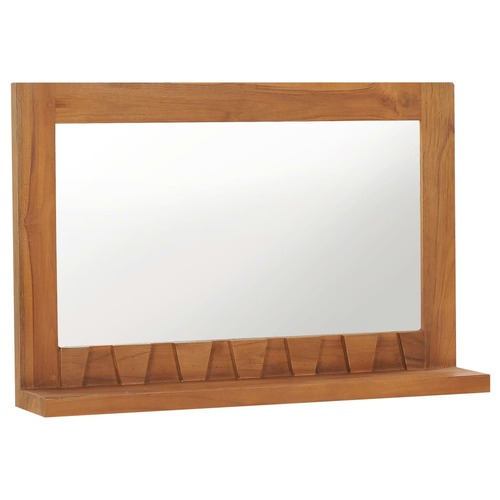 Wall Mirror with Shelf 60x12x40 cm Solid Teak Wood