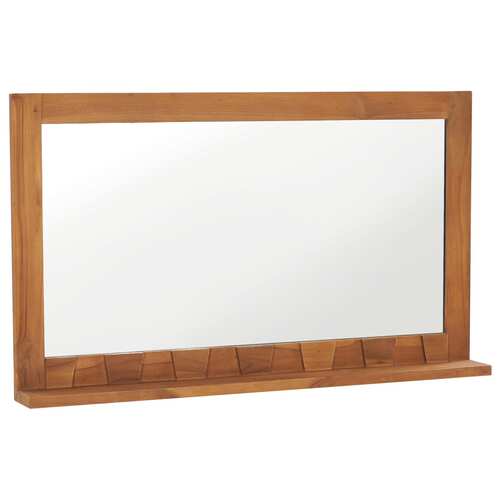 Wall Mirror with Shelf 100x12x60 cm Solid Teak Wood