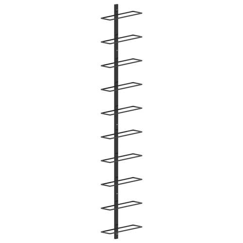 289566 Wall-mounted Wine Rack for 10 Bottles Black Metal