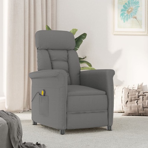 Massage Chair Dark Grey Faux Suede Leather