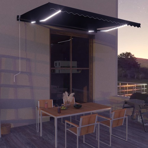 Manual Retractable Awning with LED 450x300 cm Anthracite