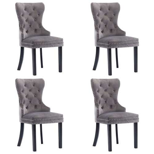 Dining Chairs 4 pcs Grey Velvet