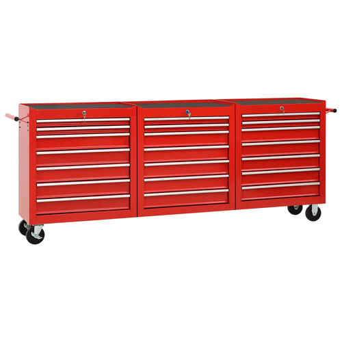 Tool Trolley with 21 Drawers Steel Red