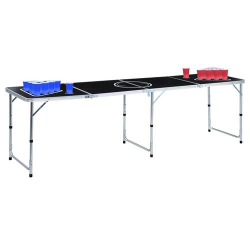 Folding Beer Pong Table with Cups and Balls 240 cm