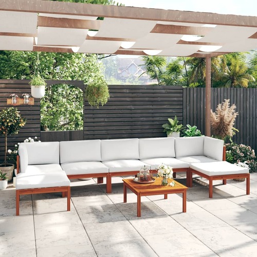 8 Piece Garden Lounge Set with Cushions Cream 63x63 cm