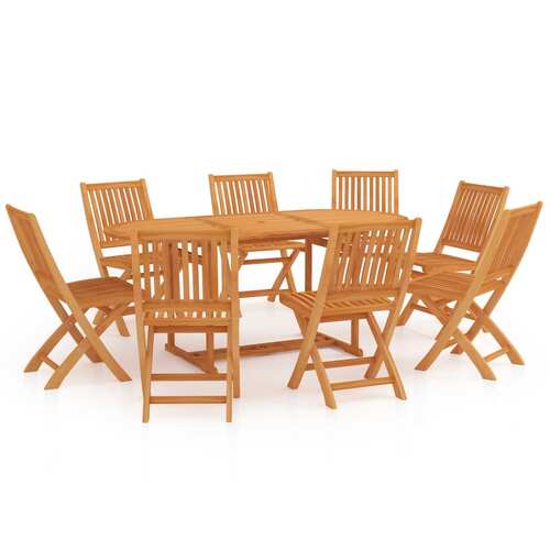 9 Piece Garden Dining Set Solid Teak Wood