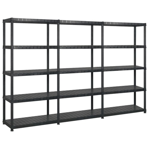 Storage Shelf 5-Tier Black 255x40x185 cm Plastic