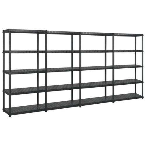 Storage Shelf 5-Tier Black 340x40x185 cm Plastic