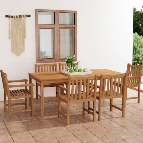 7 Piece Garden Dining Set 200x100 cm Solid Teak Wood