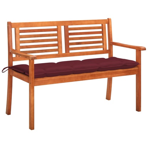 2-Seater Garden Bench with Cushion 120 cm Solid Eucalyptus Wood