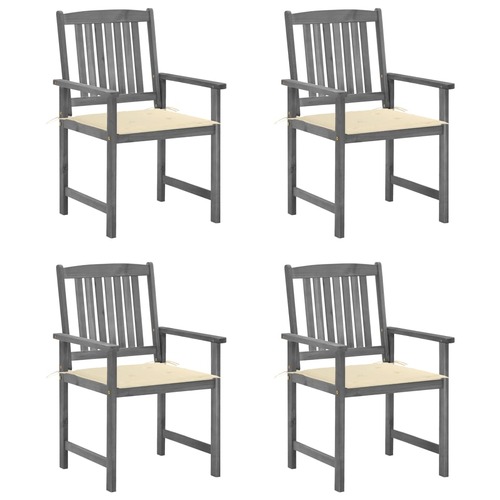 Garden Chairs with Cushions 4 pcs Grey Solid Acacia Wood