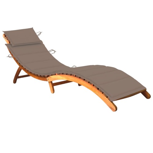Garden Sun Lounger with Cushion Solid Acacia Wood
