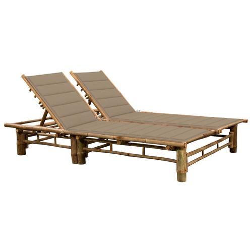 2-Person Sun Lounger with Cushions Bamboo