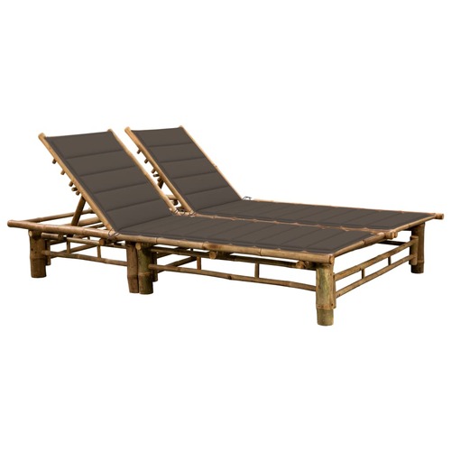 2-Person Sun Lounger with Cushions Bamboo