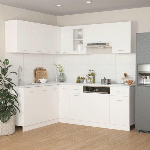 11 Piece Kitchen Cabinet Set Lyon White Engineered Wood