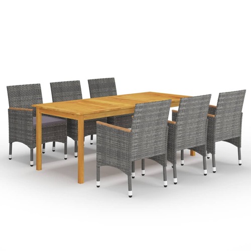 7 Piece Garden Dining Set Grey