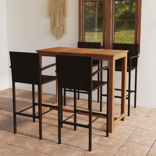 5 Piece Garden Bar Set Brown