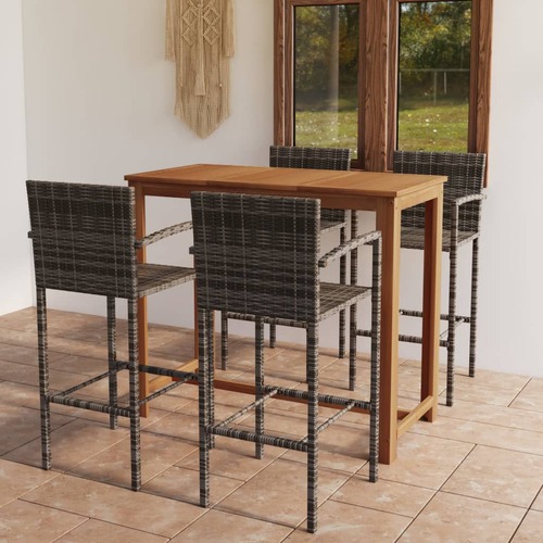 5 Piece Garden Bar Set Grey