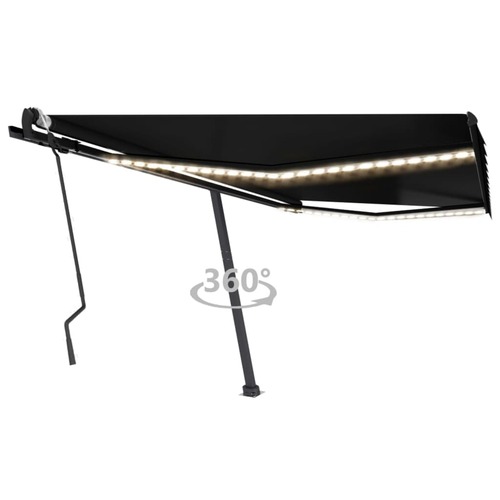 Manual Retractable Awning with LED 400x300 cm Anthracite