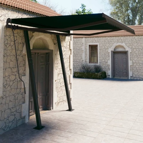 Manual Retractable Awning with Posts 3x2.5 m Anthracite