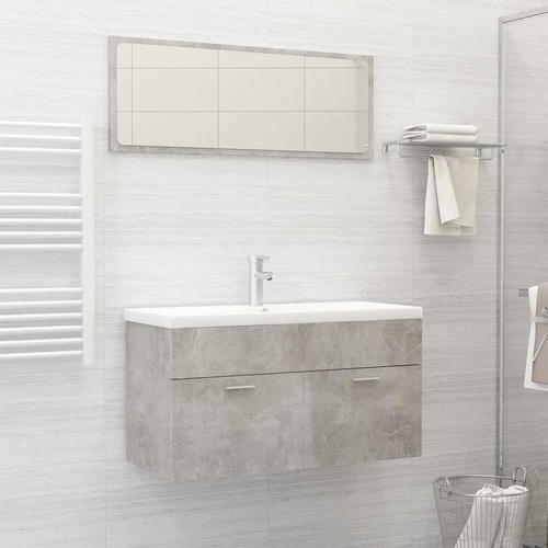 Bathroom Furniture Set Concrete Grey Engineered Wood