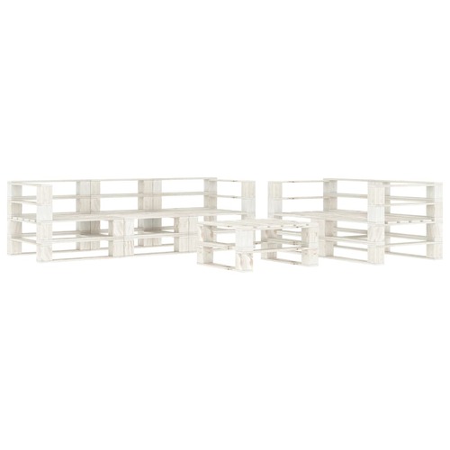 6 Piece Garden Pallet Lounge Set Wood White
