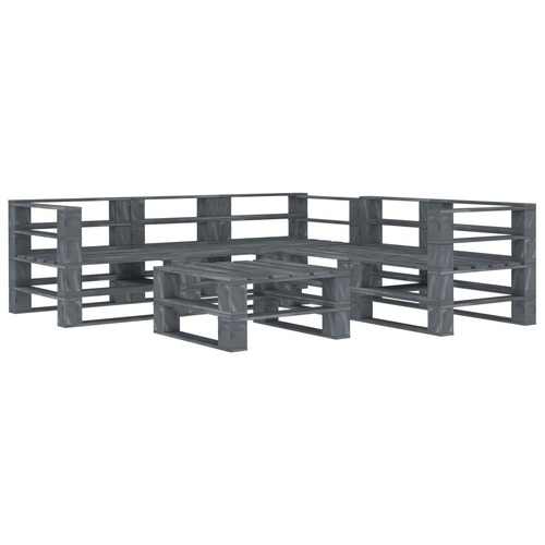 6 Piece Garden Pallet Lounge Set Wood Grey