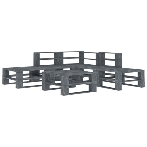 6 Piece Garden Pallet Lounge Set Wood Grey