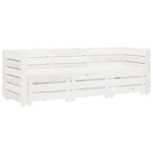 Garden 3-Seater Pallet Sofa Wood White