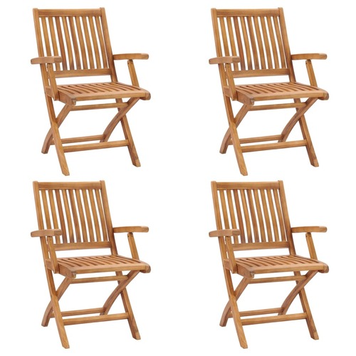 Folding Garden Chairs 4 pcs Solid Teak Wood