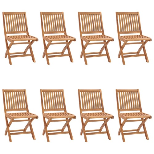 Folding Garden Chairs 8 pcs Solid Teak Wood