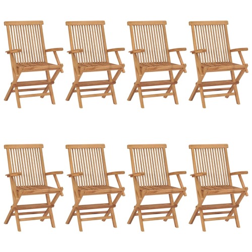 Garden Chairs 8 pcs Solid Teak Wood
