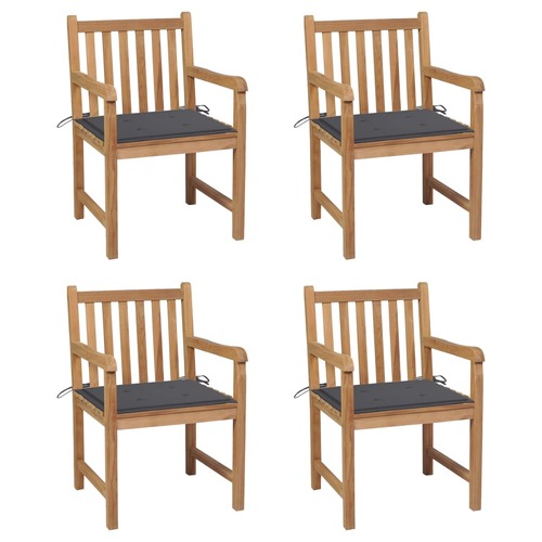 Garden Chairs 4 pcs with Anthracite Cushions Solid Teak Wood