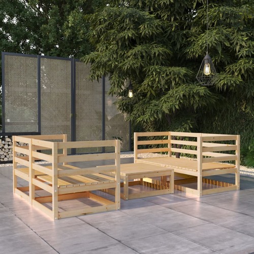 5 Piece Garden Lounge Set Solid Pinewood