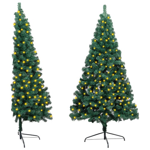 Artificial Half Pre-lit Christmas Tree with Stand Green 210 cm PVC