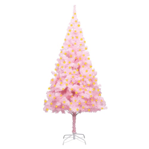 Artificial Pre-lit Christmas Tree with Stand Pink 180 cm PVC