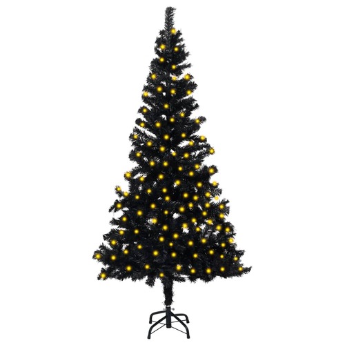 Artificial Pre-lit Christmas Tree with Stand Black 150 cm PVC