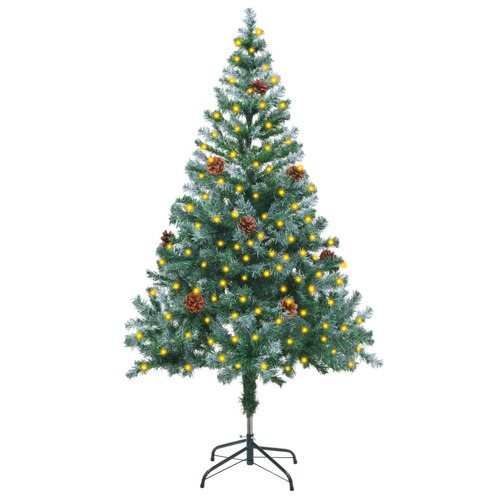 Frosted Pre-lit Christmas Tree with Pinecones 150 cm