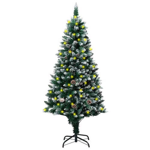 Artificial Christmas Tree LEDs&Pine Cones&White Snow 180 cm