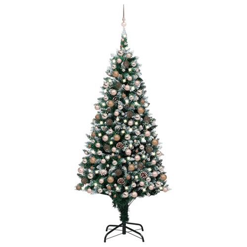 Artificial Pre-lit Christmas Tree with Ball Set&Pine Cones 240 cm