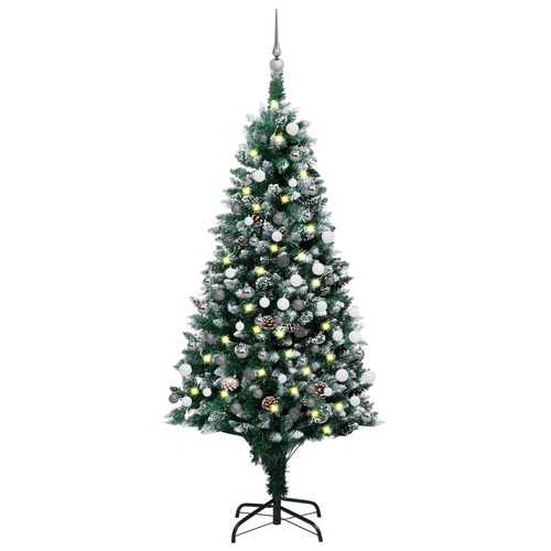 Artificial Pre-lit Christmas Tree with Ball Set&Pine Cones 180 cm