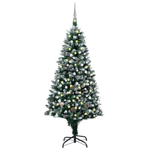Artificial Pre-lit Christmas Tree with Ball Set&Pine Cones 210 cm